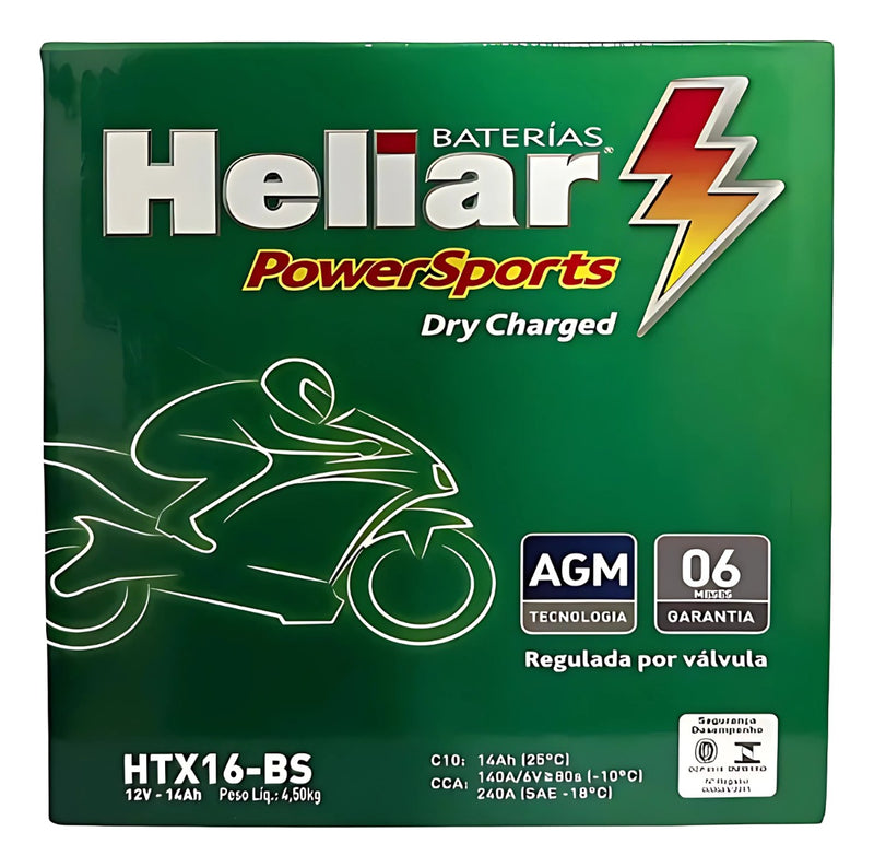Bateria Heliar 14ah Moto Kawasaki Ninja 1100 / Suzuki Boulevard HTX16-BS
