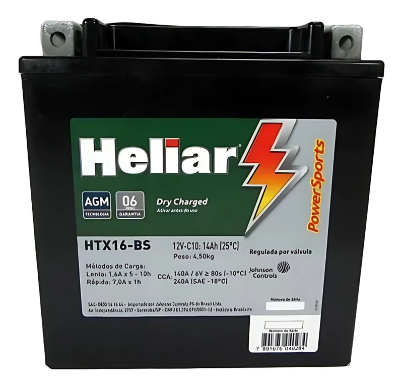 Bateria Heliar 14ah Moto Kawasaki Ninja 1100 / Suzuki Boulevard HTX16-BS