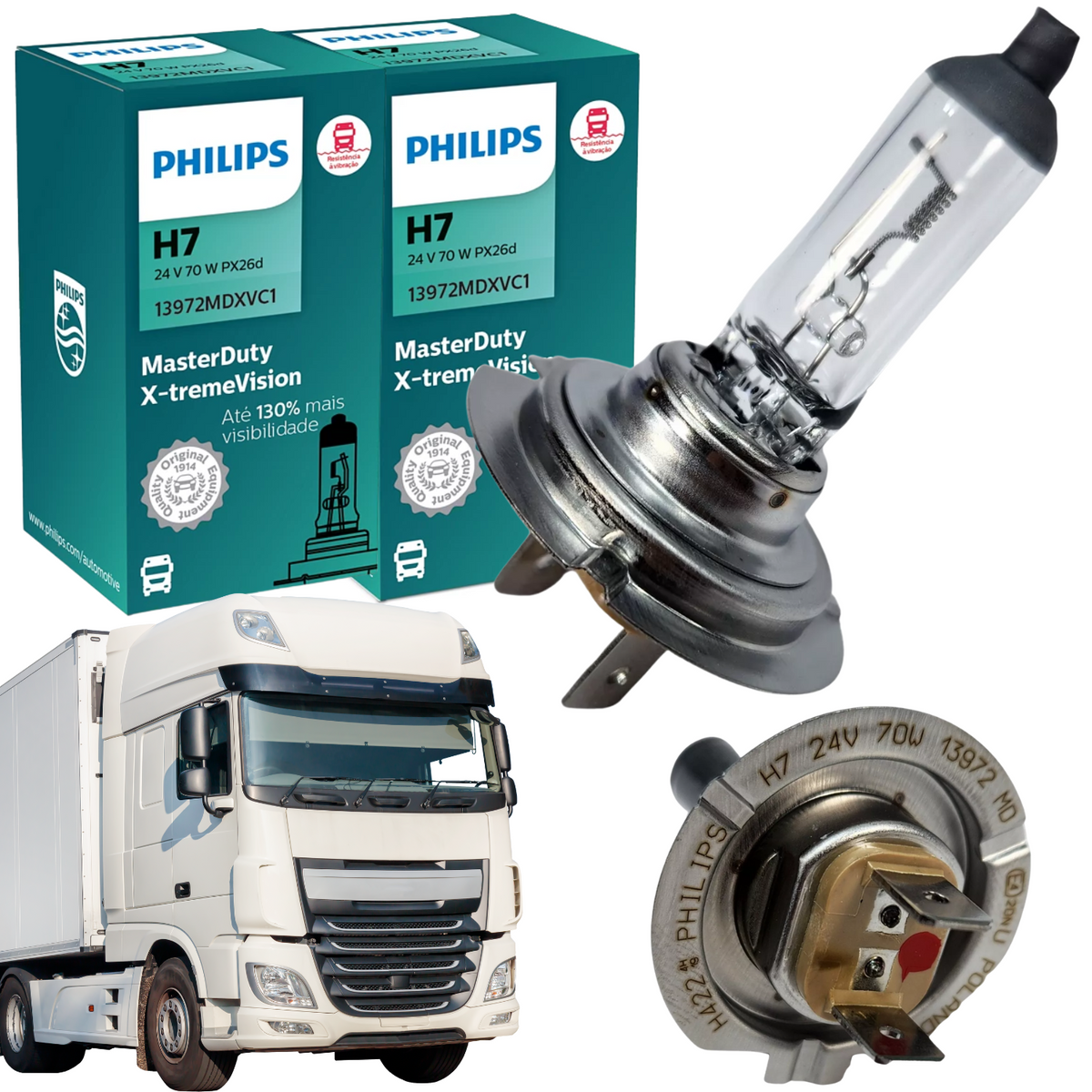 Par Lâmpada Farol Philips Master Duty X-treme vision 24v 70w - Next Gear